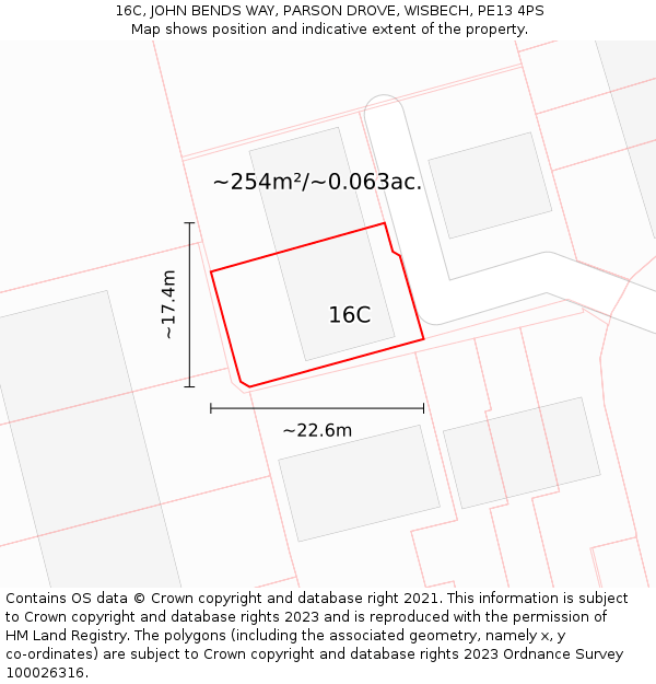 16C, JOHN BENDS WAY, PARSON DROVE, WISBECH, PE13 4PS: Plot and title map