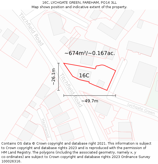 16C, LYCHGATE GREEN, FAREHAM, PO14 3LL: Plot and title map