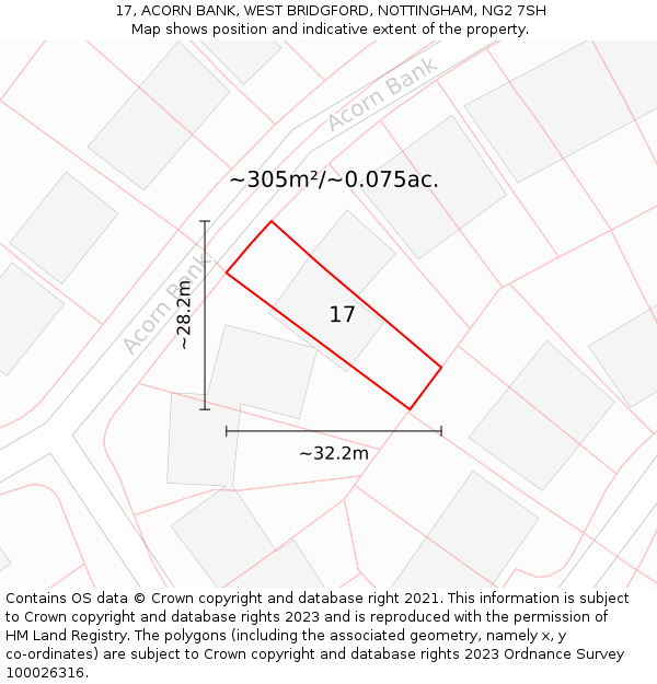 17, ACORN BANK, WEST BRIDGFORD, NOTTINGHAM, NG2 7SH: Plot and title map