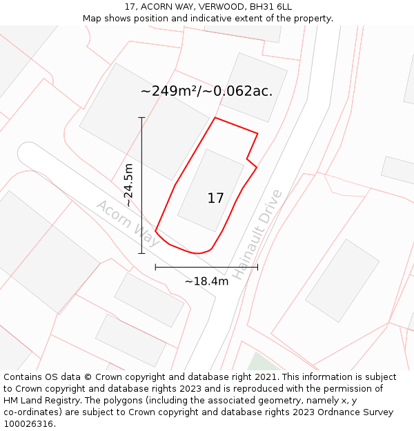 17, ACORN WAY, VERWOOD, BH31 6LL: Plot and title map