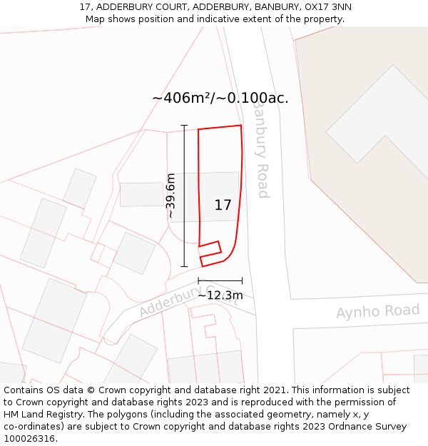 17, ADDERBURY COURT, ADDERBURY, BANBURY, OX17 3NN: Plot and title map