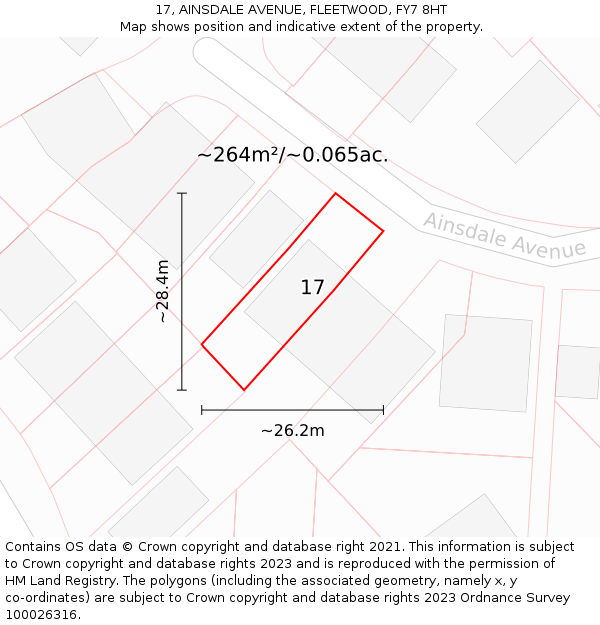 17, AINSDALE AVENUE, FLEETWOOD, FY7 8HT: Plot and title map