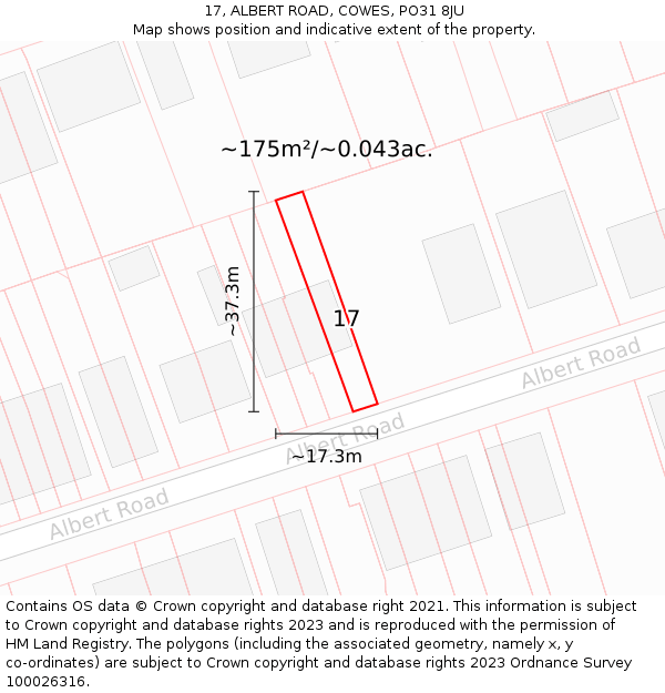 17, ALBERT ROAD, COWES, PO31 8JU: Plot and title map