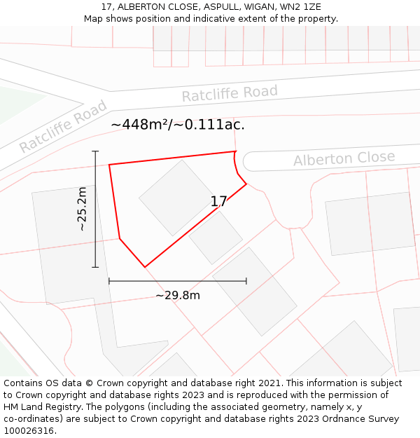 17, ALBERTON CLOSE, ASPULL, WIGAN, WN2 1ZE: Plot and title map