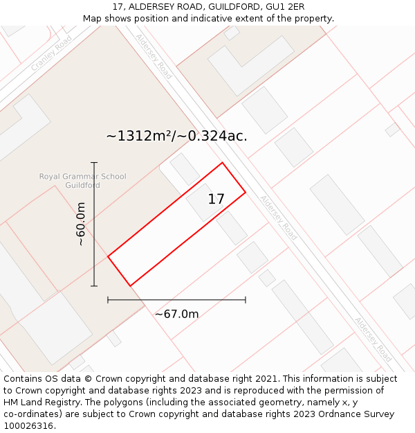 17, ALDERSEY ROAD, GUILDFORD, GU1 2ER: Plot and title map