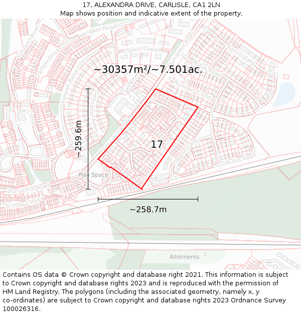 17, ALEXANDRA DRIVE, CARLISLE, CA1 2LN: Plot and title map