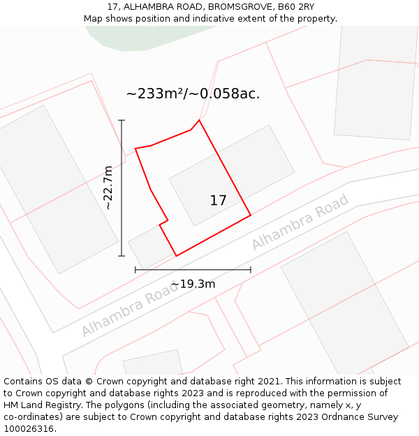 17, ALHAMBRA ROAD, BROMSGROVE, B60 2RY: Plot and title map