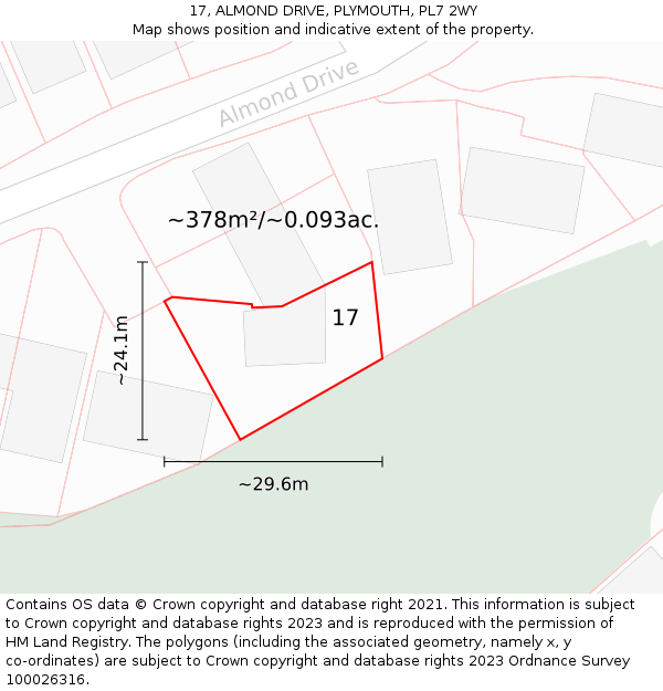 17, ALMOND DRIVE, PLYMOUTH, PL7 2WY: Plot and title map