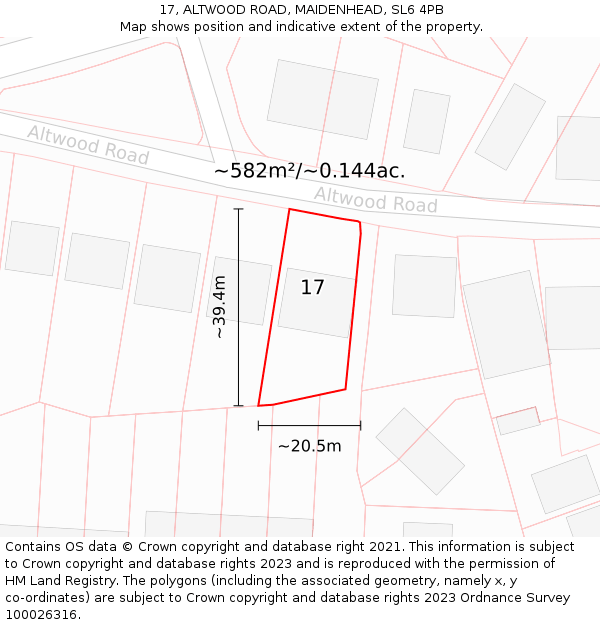 17, ALTWOOD ROAD, MAIDENHEAD, SL6 4PB: Plot and title map