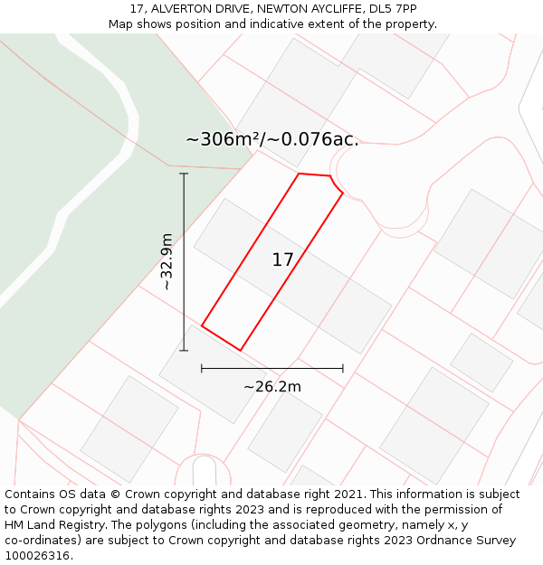 17, ALVERTON DRIVE, NEWTON AYCLIFFE, DL5 7PP: Plot and title map