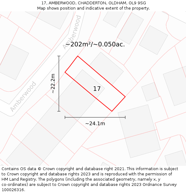 17, AMBERWOOD, CHADDERTON, OLDHAM, OL9 9SG: Plot and title map