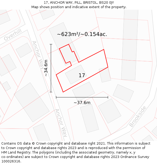 17, ANCHOR WAY, PILL, BRISTOL, BS20 0JY: Plot and title map