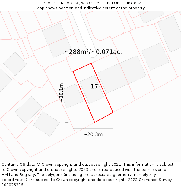 17, APPLE MEADOW, WEOBLEY, HEREFORD, HR4 8RZ: Plot and title map