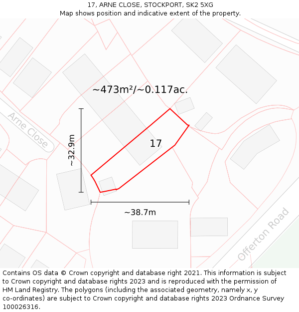 17, ARNE CLOSE, STOCKPORT, SK2 5XG: Plot and title map