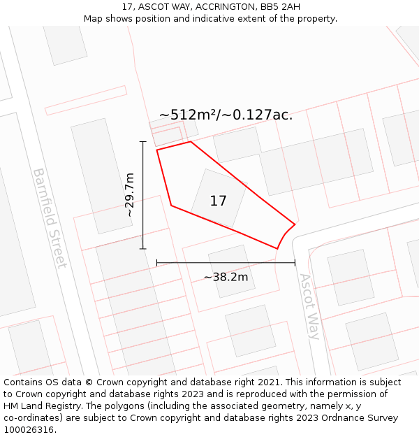 17, ASCOT WAY, ACCRINGTON, BB5 2AH: Plot and title map