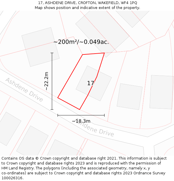 17, ASHDENE DRIVE, CROFTON, WAKEFIELD, WF4 1PQ: Plot and title map