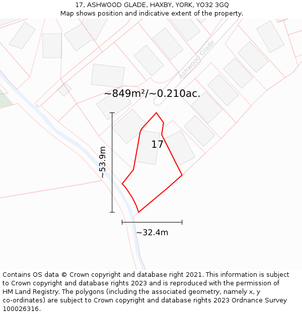 17, ASHWOOD GLADE, HAXBY, YORK, YO32 3GQ: Plot and title map