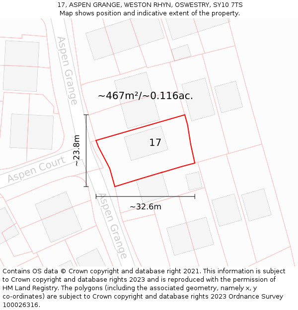 17, ASPEN GRANGE, WESTON RHYN, OSWESTRY, SY10 7TS: Plot and title map