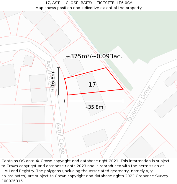 17, ASTILL CLOSE, RATBY, LEICESTER, LE6 0SA: Plot and title map