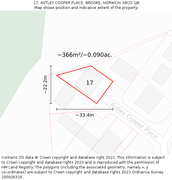 17, ASTLEY COOPER PLACE, BROOKE, NORWICH, NR15 1JB: Plot and title map