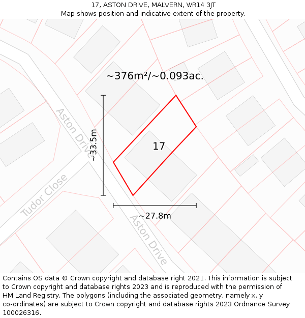 17, ASTON DRIVE, MALVERN, WR14 3JT: Plot and title map