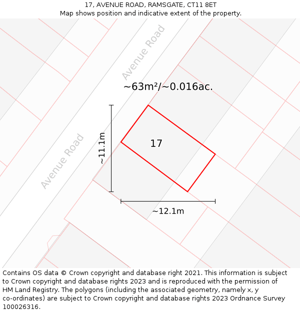 17, AVENUE ROAD, RAMSGATE, CT11 8ET: Plot and title map