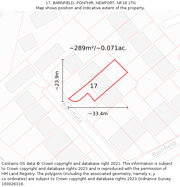 17, BARNFIELD, PONTHIR, NEWPORT, NP18 1TN: Plot and title map