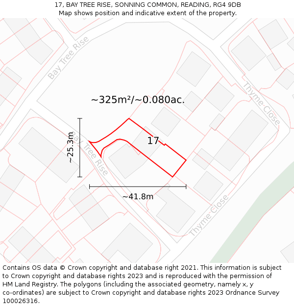 17, BAY TREE RISE, SONNING COMMON, READING, RG4 9DB: Plot and title map