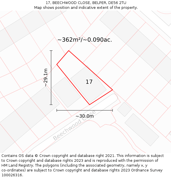 17, BEECHWOOD CLOSE, BELPER, DE56 2TU: Plot and title map