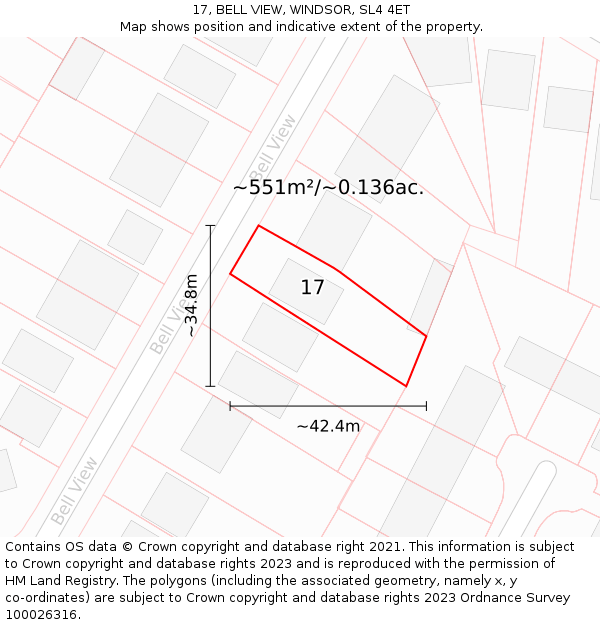 17, BELL VIEW, WINDSOR, SL4 4ET: Plot and title map