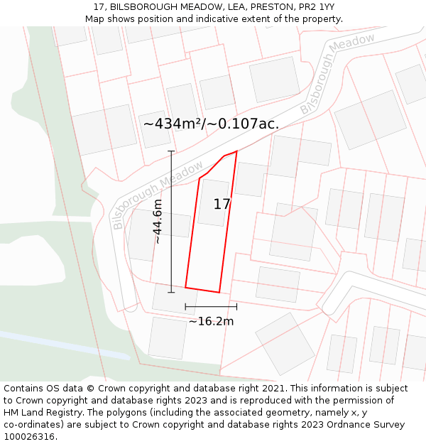 17, BILSBOROUGH MEADOW, LEA, PRESTON, PR2 1YY: Plot and title map