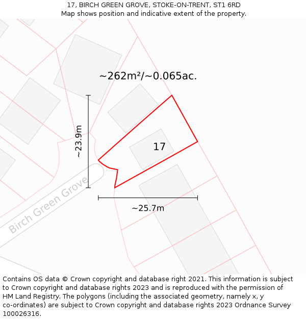 17, BIRCH GREEN GROVE, STOKE-ON-TRENT, ST1 6RD: Plot and title map