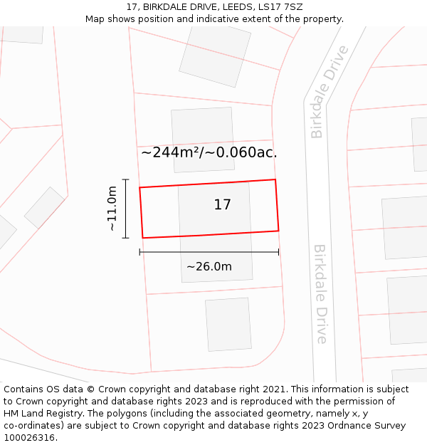 17, BIRKDALE DRIVE, LEEDS, LS17 7SZ: Plot and title map