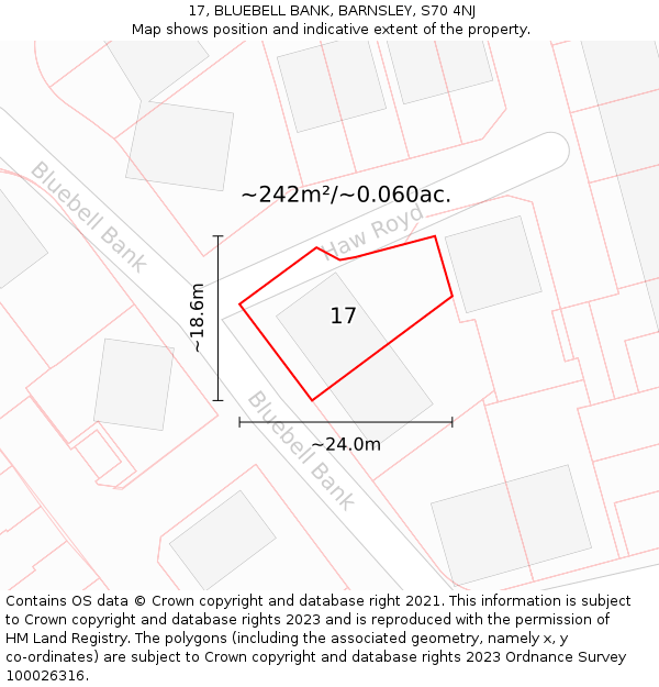 17, BLUEBELL BANK, BARNSLEY, S70 4NJ: Plot and title map