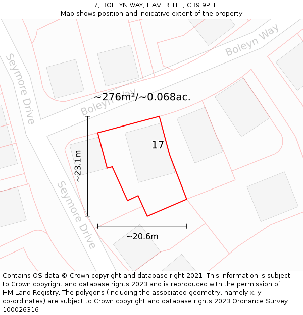 17, BOLEYN WAY, HAVERHILL, CB9 9PH: Plot and title map