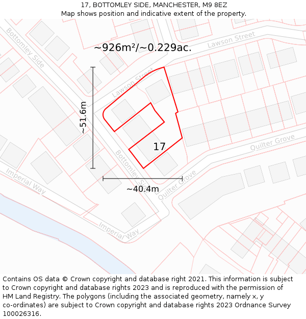 17, BOTTOMLEY SIDE, MANCHESTER, M9 8EZ: Plot and title map