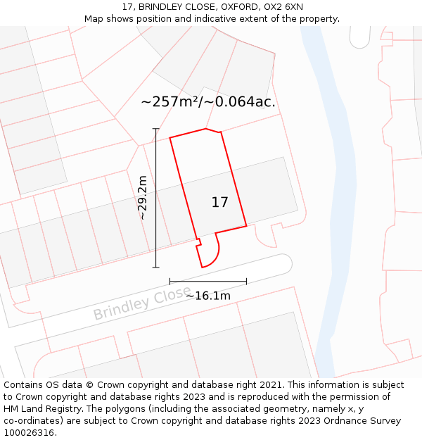 17, BRINDLEY CLOSE, OXFORD, OX2 6XN: Plot and title map