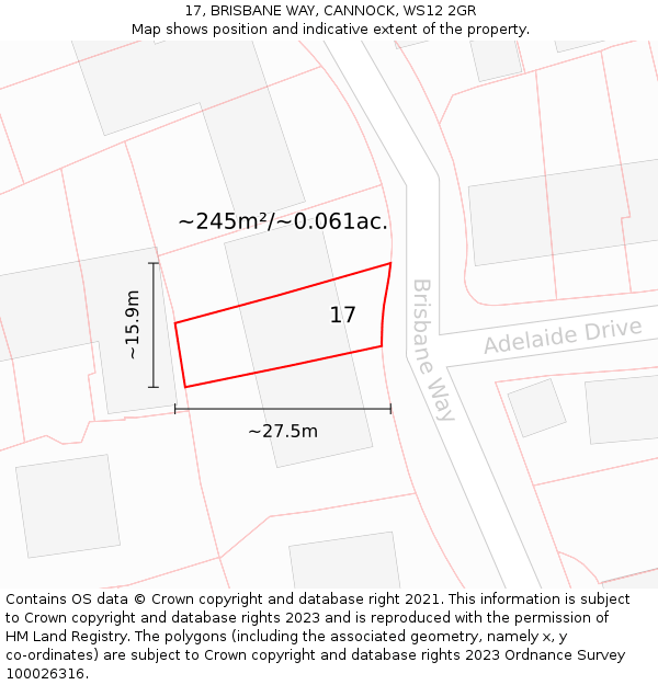 17, BRISBANE WAY, CANNOCK, WS12 2GR: Plot and title map