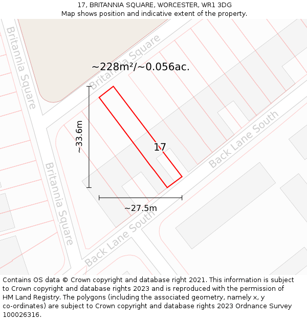 17, BRITANNIA SQUARE, WORCESTER, WR1 3DG: Plot and title map