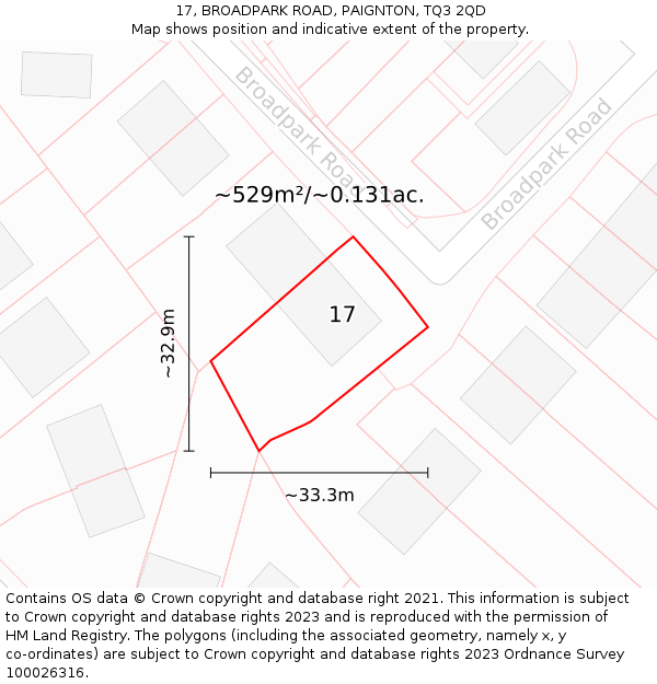 17, BROADPARK ROAD, PAIGNTON, TQ3 2QD: Plot and title map