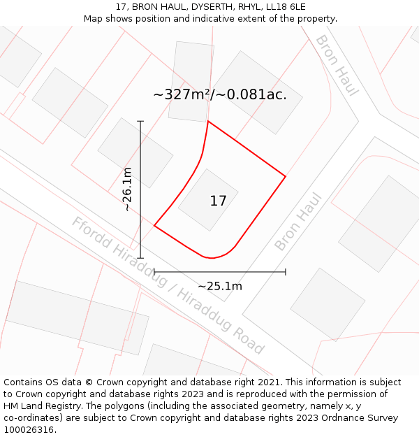 17, BRON HAUL, DYSERTH, RHYL, LL18 6LE: Plot and title map