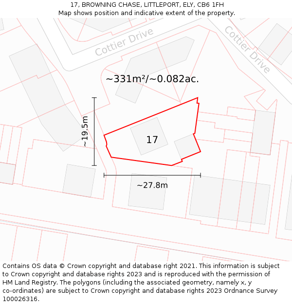 17, BROWNING CHASE, LITTLEPORT, ELY, CB6 1FH: Plot and title map