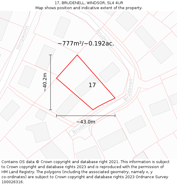 17, BRUDENELL, WINDSOR, SL4 4UR: Plot and title map