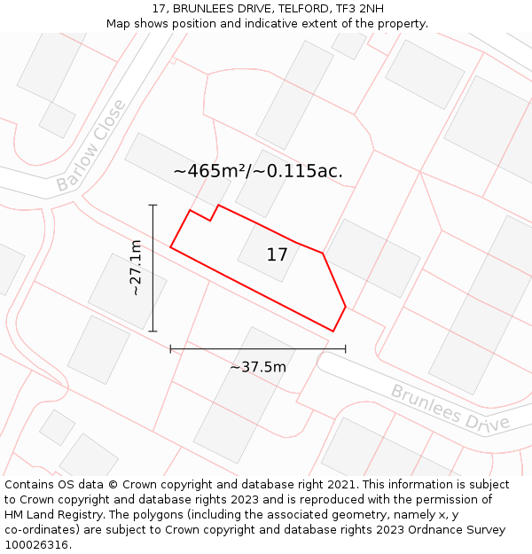 17, BRUNLEES DRIVE, TELFORD, TF3 2NH: Plot and title map