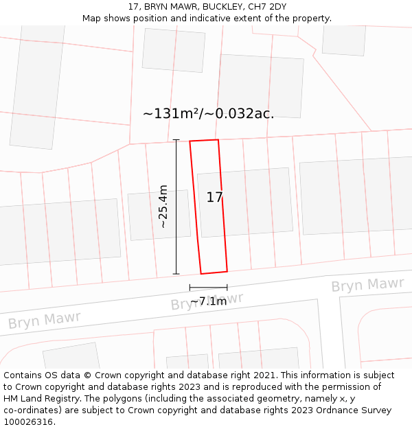 17, BRYN MAWR, BUCKLEY, CH7 2DY: Plot and title map