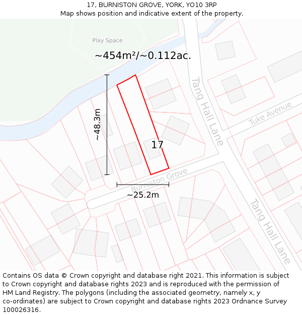 17, BURNISTON GROVE, YORK, YO10 3RP: Plot and title map