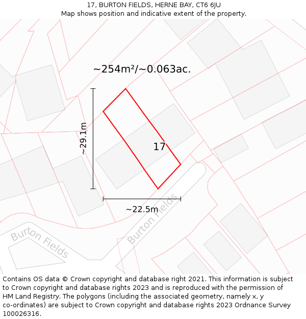 17, BURTON FIELDS, HERNE BAY, CT6 6JU: Plot and title map