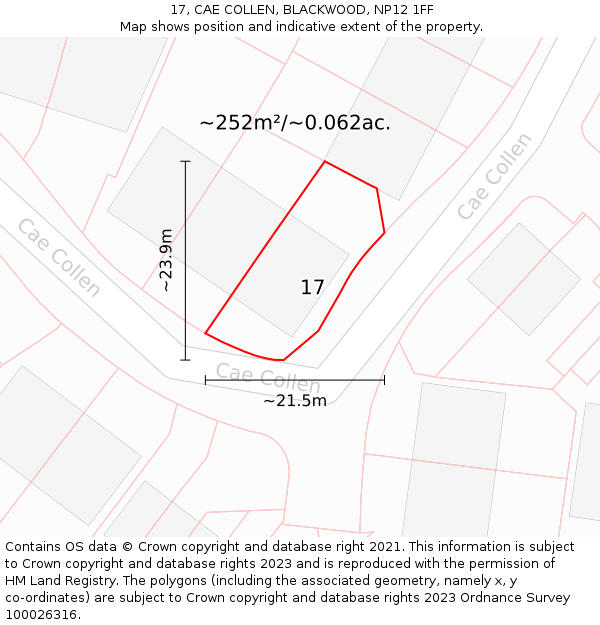 17, CAE COLLEN, BLACKWOOD, NP12 1FF: Plot and title map