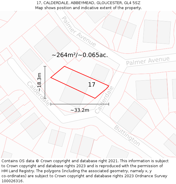 17, CALDERDALE, ABBEYMEAD, GLOUCESTER, GL4 5SZ: Plot and title map