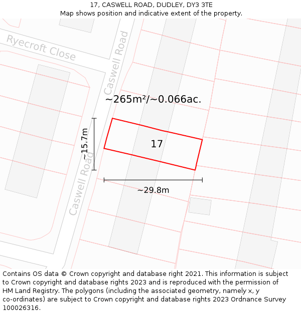 17, CASWELL ROAD, DUDLEY, DY3 3TE: Plot and title map